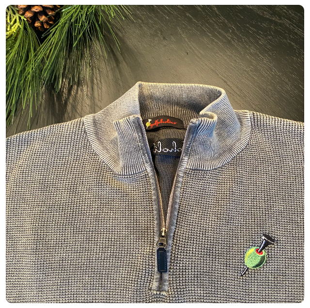SIZE XL GRAY WAFFLE KNIT HALF ZIP